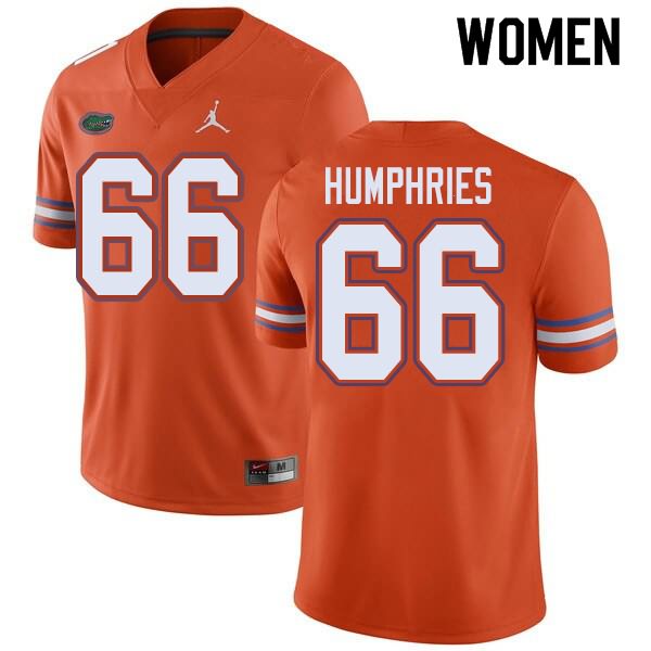 NCAA Florida Gators Jaelin Humphries Women's #66 Jordan Brand Orange Stitched Authentic College Football Jersey ZAO1464IS